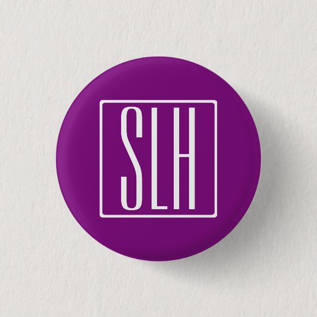 Bold Modern 3 Initials Monogram | White & Purple Button (Front)
