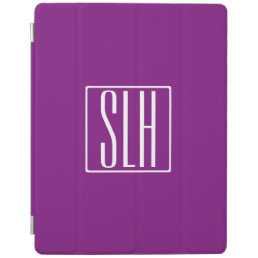 Bold Modern 3 Initials Monogram | White &amp; Purple iPad Smart Cover