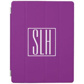 Bold Modern 3 Initials Monogram | White & Purple iPad Smart Cover