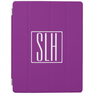 Bold Modern 3 Initials Monogram   White & Purple iPad Smart Cover