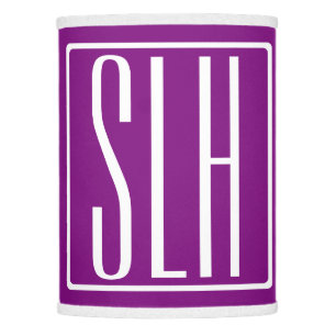 Bold Modern 3 Initials Monogram White & Purple Lamp Shade