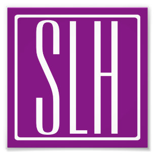 Bold Modern 3 Initials Monogram White & Purple Photo Print