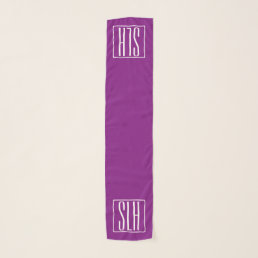 Bold Modern 3 Initials Monogram | White &amp; Purple Scarf