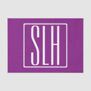 Bold Modern 3 Initials Monogram White & Purple Tissue Paper