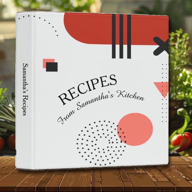 Bold Modern Absract Design On White Recipe  3 Ring Binder (Creator Uploaded)