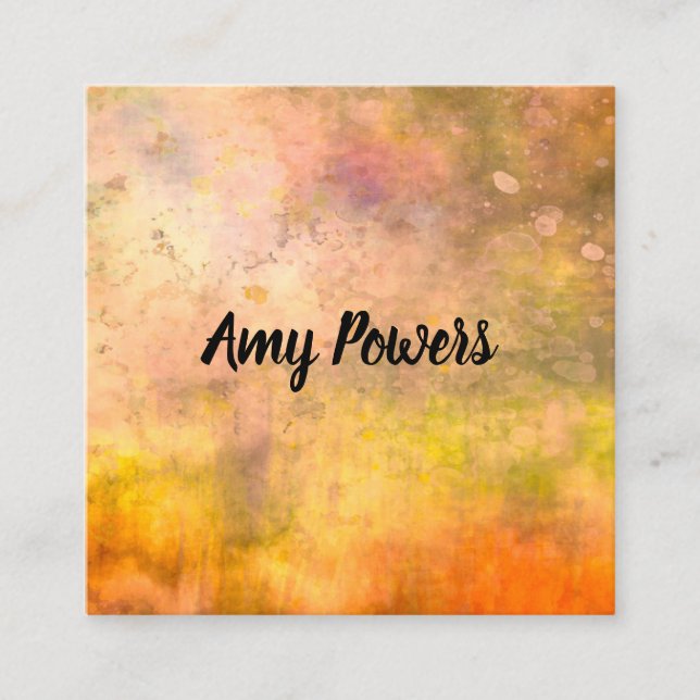 bold modern abstract art color splash square business card (Front)