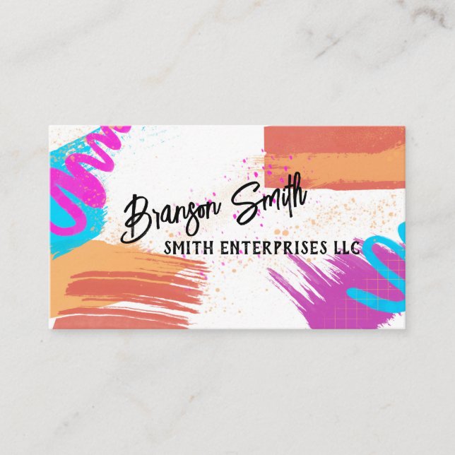 bold modern abstract colorful artistic custom business card (Front)