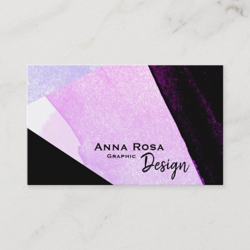  Bold Modern Abstract Geometric Black Blue Pink Business Card