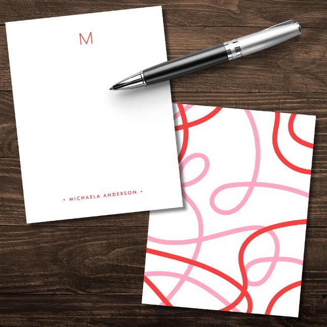 Bold Modern Abstract Monogram & Name Stationery Note Card (Creator Uploaded)