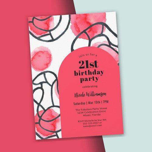 Bold Modern Abstract Pattern 21st Birthday Party Invitation