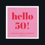 Bold Modern Aesthetic Pink and Red 50th Birthday Napkins<br><div class="desc">Bold Modern Simple Fun Pink and Red 50th Birthday Custom Napkins - age is editable</div>