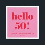 Bold Modern Aesthetic Pink and Red 50th Birthday Napkins<br><div class="desc">Bold Modern Simple Fun Pink and Red 50th Birthday Custom Napkins - age is editable</div>