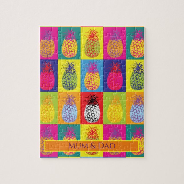 Bold Modern Art Pineapple Pop Art Pattern Jigsaw Puzzle (Vertical)