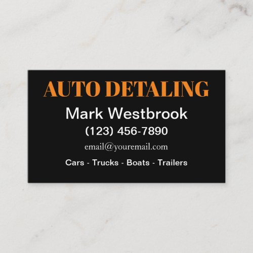 Bold Modern Auto Detailing Services Business Card