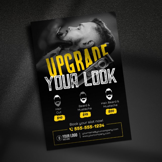 Bold & Modern Barber Shop Hair Stylist Mustache Flyer (Creator Uploaded)