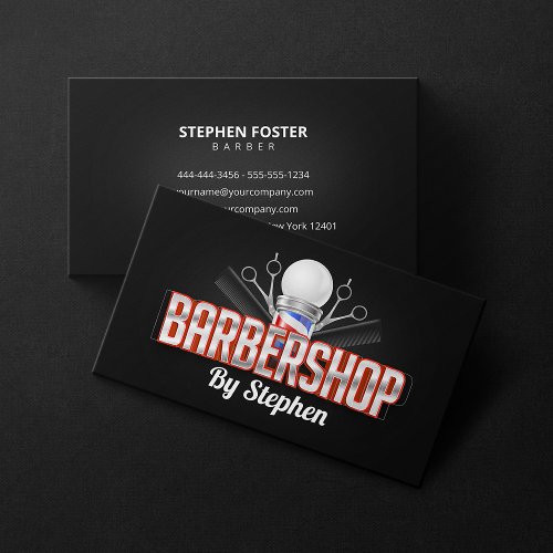 Bold  Modern Barbershop Hair Stylist Haircut Business Card