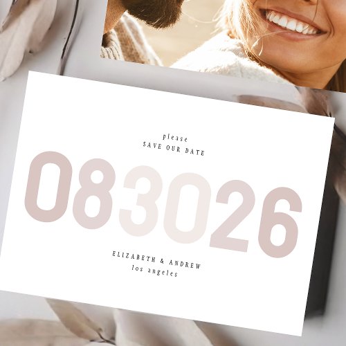 Bold Modern Big Date in Musk Taupe Photo Save The Date