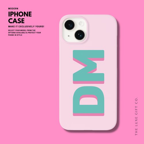 Bold Modern Big Initials Shadow Monogram Pink Case_Mate iPhone 14 Case