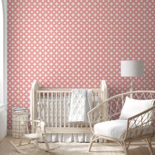 Bold Modern Big Peach Circles Pattern Wallpaper