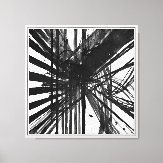 Bold Modern Black and White Abstract Ink Art  Canvas Print (Front)