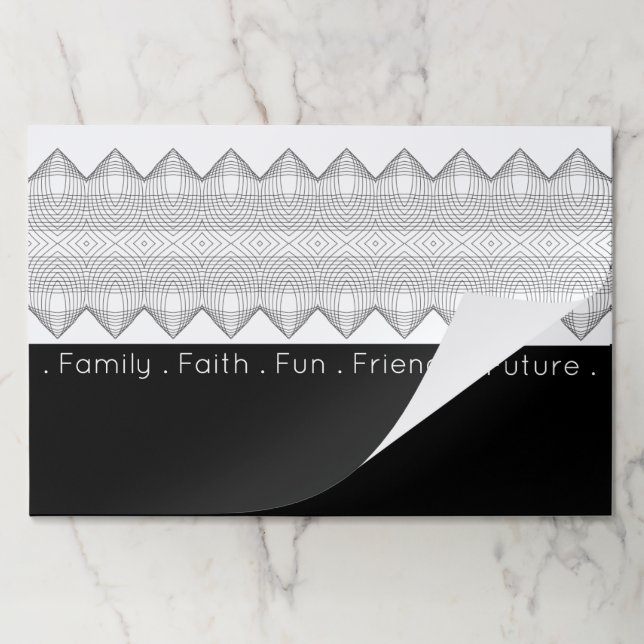 Bold Modern Black And White Inspiring Placemat (Folded)