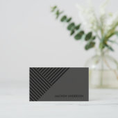 BOLD MODERN BLACK ANGLE STRIPED LINE PATTERN BUSINESS CARD (Standing Front)