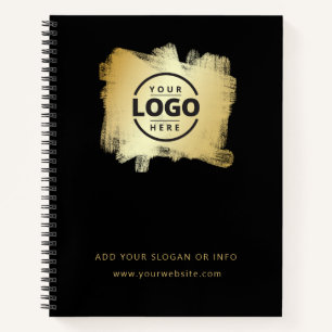 Bold Modern Black Gold Brush Business Logo Notebook