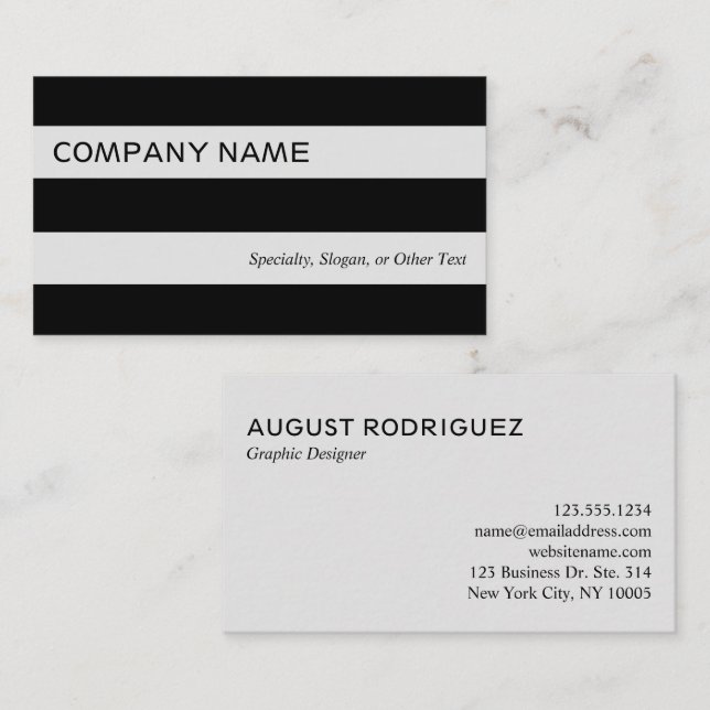 Bold Modern Black Gray Stripes Business Card (Front/Back)