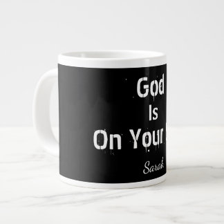 Bold Modern Black Name Faith God Is On Your Side Giant Coffee Mug