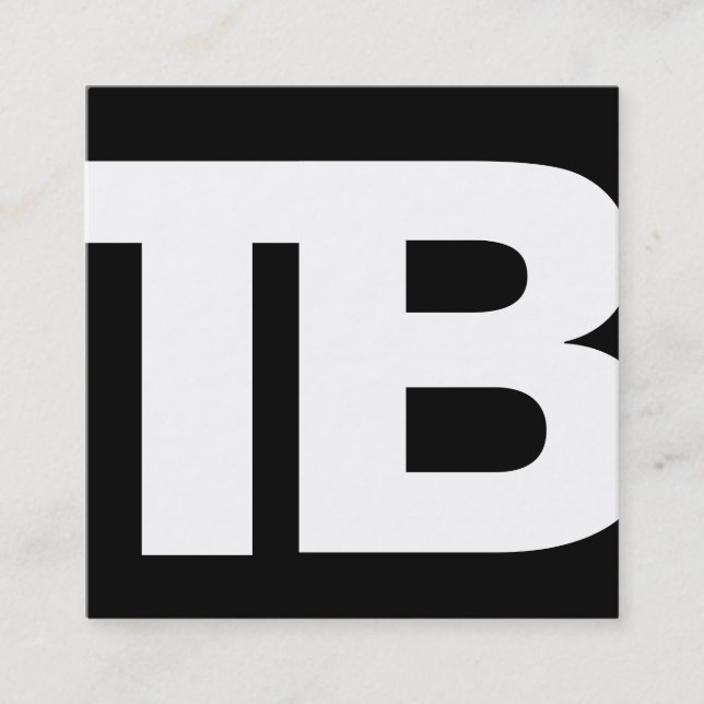 Bold Modern Black Professional 2 Letter Monogram Square Business Card (Front)