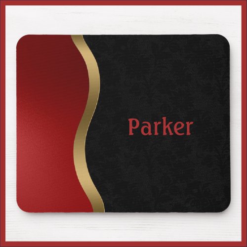 Bold Modern Black Red and Gold Mouse Pad