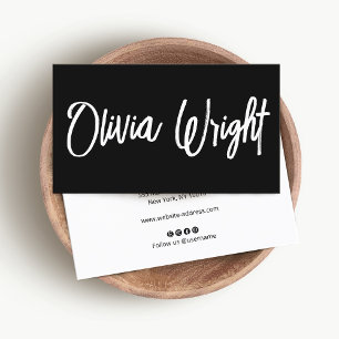 Bold Modern Black Signature Script Typography  Business Card