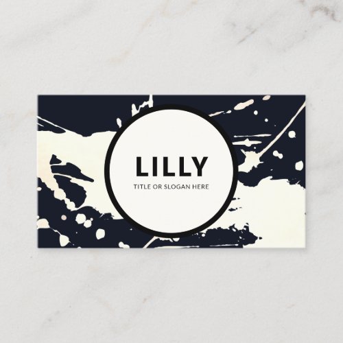 Bold Modern Black White Paint Abstract Splatter Business Card