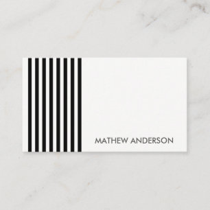 BOLD MODERN BLACK WHITE STRIPED LINE PATTERN BUSINESS CARD