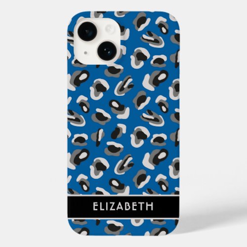 Bold Modern Blue Animal Print Pattern Personalized Case_Mate iPhone 14 Case