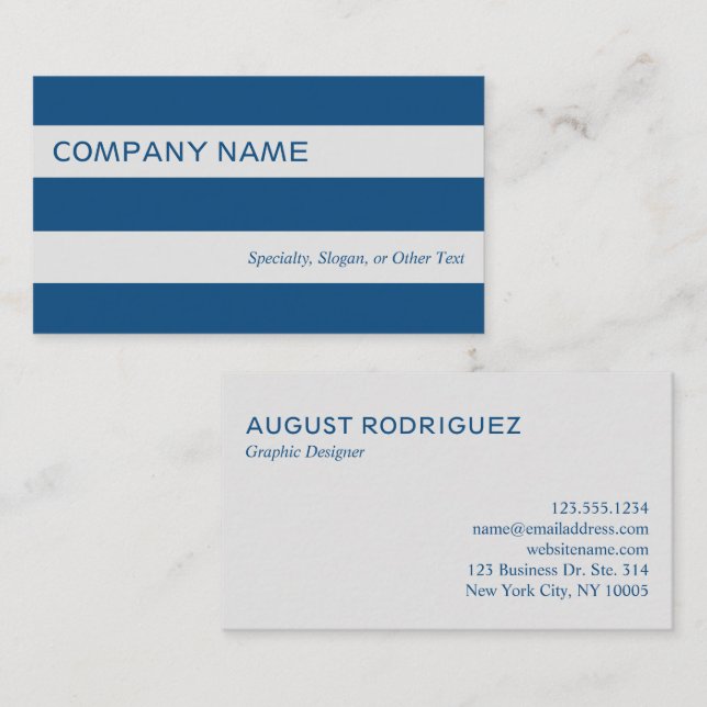 Bold Modern Blue Gray Stripes Business Card (Front/Back)