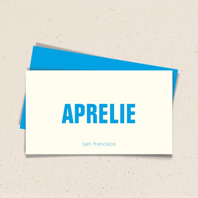 Bold Modern Blue White Creative Minimalist Business Card (Creator Uploaded)