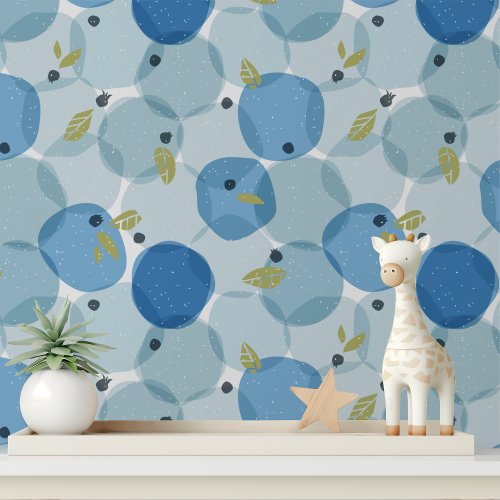 Bold Modern Blueberry Fruit Polka Dot Pattern Wallpaper