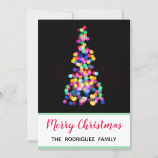 Bold Modern Blurred Christmas Tree Lights Holiday Card