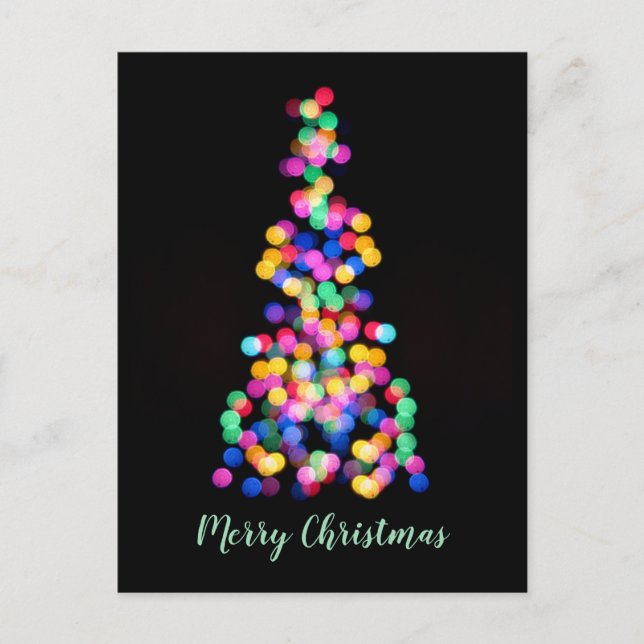 Bold Modern Blurred Christmas Tree Lights Holiday Postcard (Front)