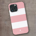 Bold Modern Blush Pink Striped Pattern with Heart iPhone 13 Pro Case<br><div class="desc">A minimal design with huge stripes and a place to add your name. A tiny heart is included right above the monogram area. A bold yet minimal design with an optional area to add text.</div>