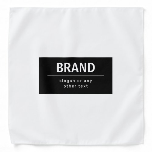 Bold Modern Brand or Business Name  Black  White Bandana