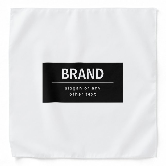 Bold Modern Brand or Business Name | Black & White Bandana (Front)