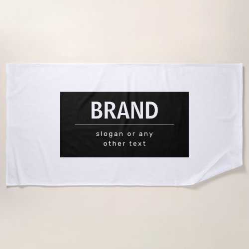 Bold Modern Brand or Business Name  Black  White Beach Towel