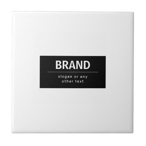 Bold Modern Brand or Business Name  Black  White Ceramic Tile