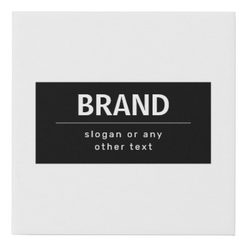 Bold Modern Brand or Business Name  Black  White Faux Canvas Print