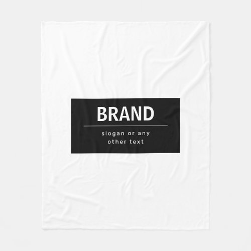 Bold Modern Brand or Business Name  Black  White Fleece Blanket