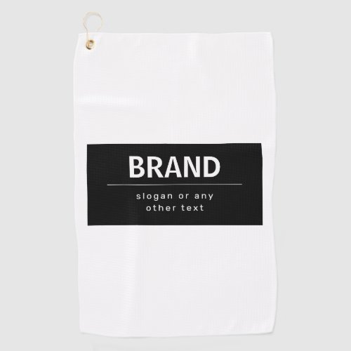 Bold Modern Brand or Business Name  Black  White Golf Towel