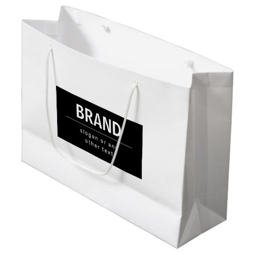 Bold Modern Brand or Business Name  Black  White Large Gift Bag