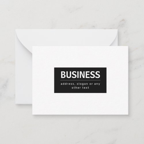 Bold Modern Brand or Business Name  Black  White Note Card